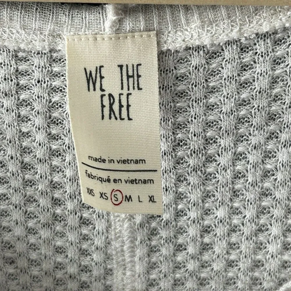 Free People Catalina Waffle Knit V-Neck Thermal Top Size Small We the Free